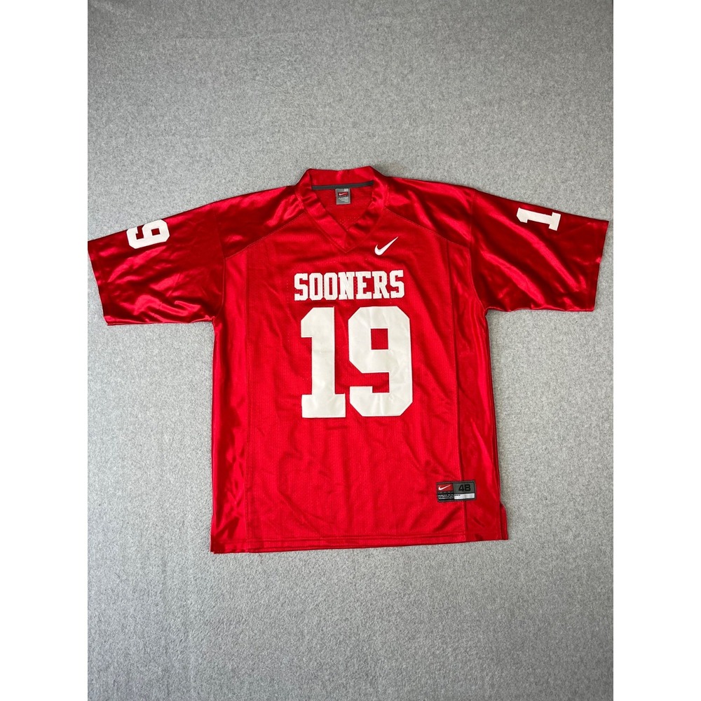 Vtg University Of Oklahoma Sooners Football Jersey Mens L Red Nike 90s Britt #19